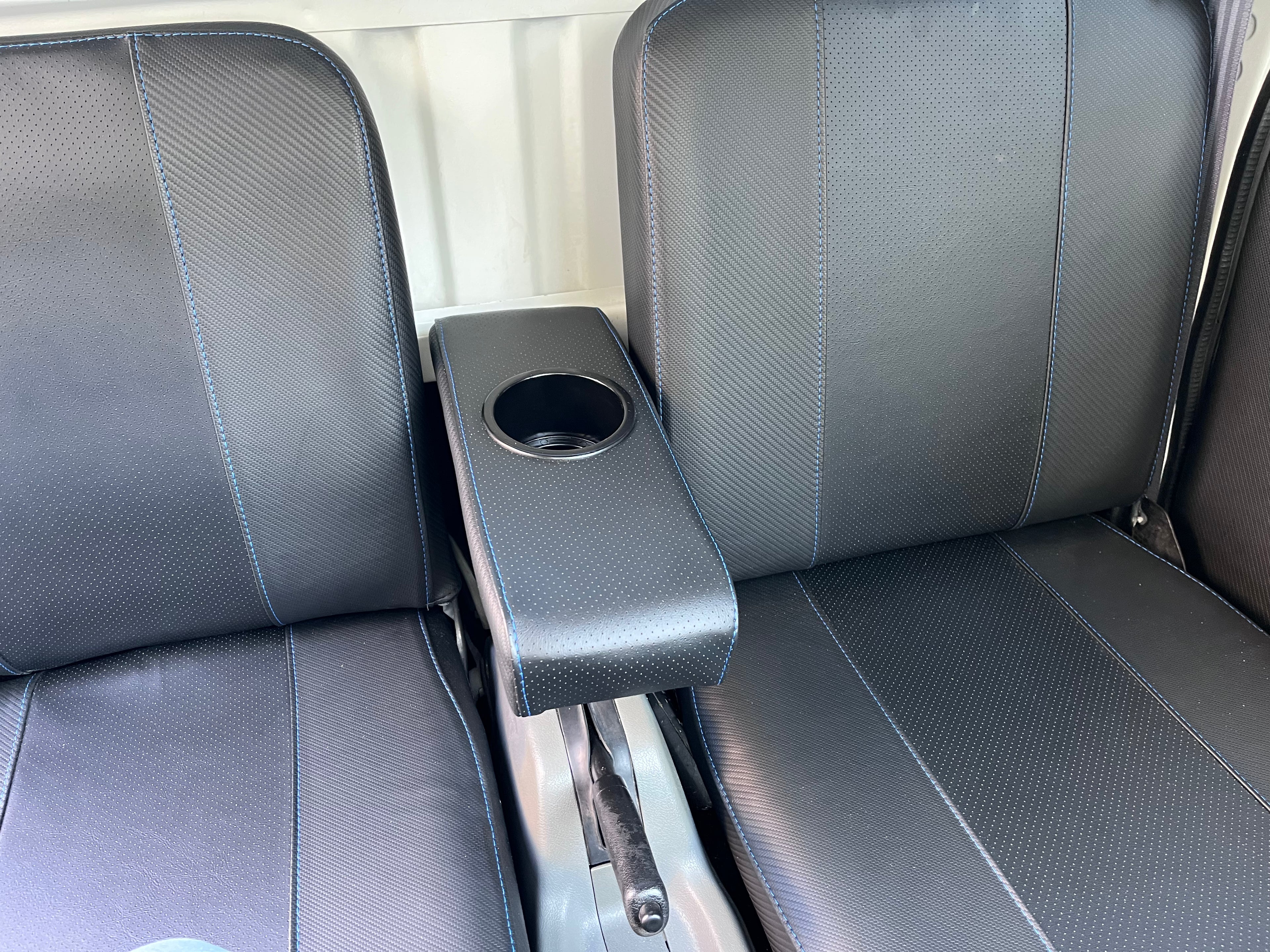 Subaru Sambar Armrest w/Cupholder and Bracket  1991-98 PICK YOUR STITCHING COLOR ( PERF CENTER )